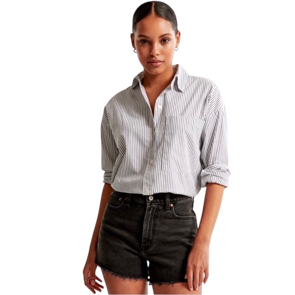 Abercrombie Fitch 0 (25) The Cutoff Denim Short High Rise Black Distressed